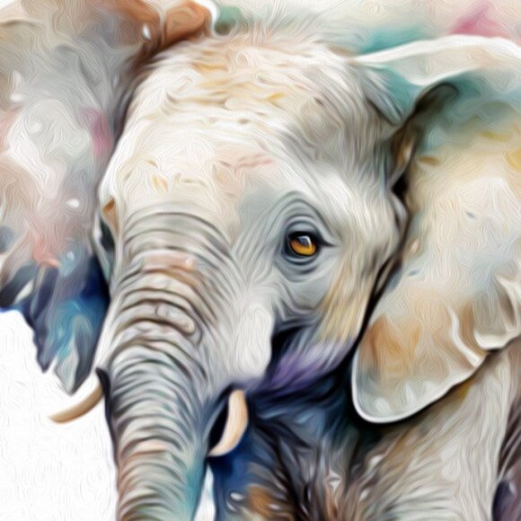 11x14 Elephant Watercolor Oil Painting Wall‎ Art Print - Picture 3 of 4